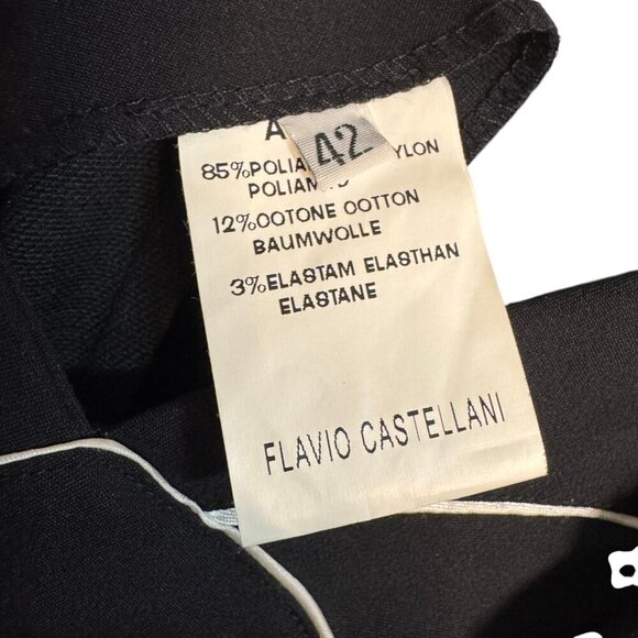 Flavio Castellani Black Fit & Flare Dress with White Piping, Size 42 - Picture 7 of 7